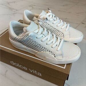 Dolce Vita White Perforated Lace-Up Sneakers